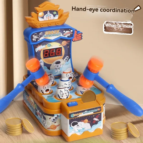 Whack Mole Game for Kids Pounding Toys Toddler Space Gopher Game With Light-up Toys view 2
