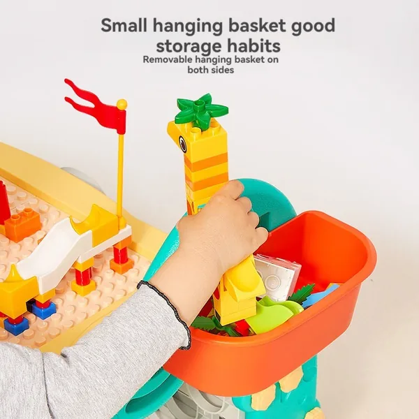 4 In1 Children 163PCS Building Blocks Toy Set with Kids Draw Table Pretend Play Toy Early Educational Toy view 3