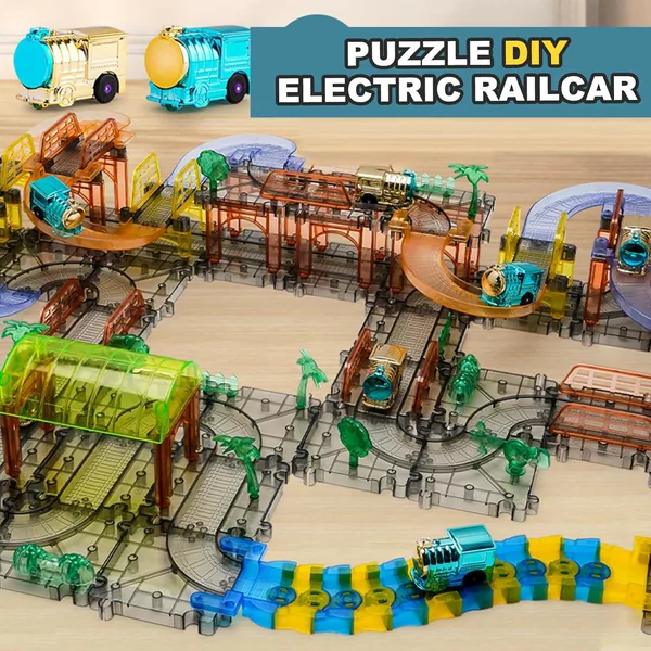 Factory New RC Race Car Electric Train ABS Educational Puzzle Assembly Track Set for Kids 2-4 & 5-7 Years view 3