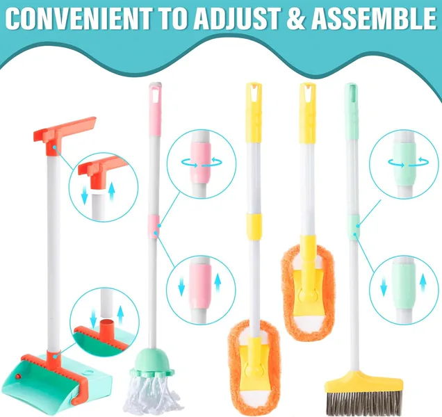 14 Pcs Cleaning Set Pretend Play Toy Toddler Cleaning Set Includes Broom House Cleaning Tool Toys Housekeeping Kit view 4