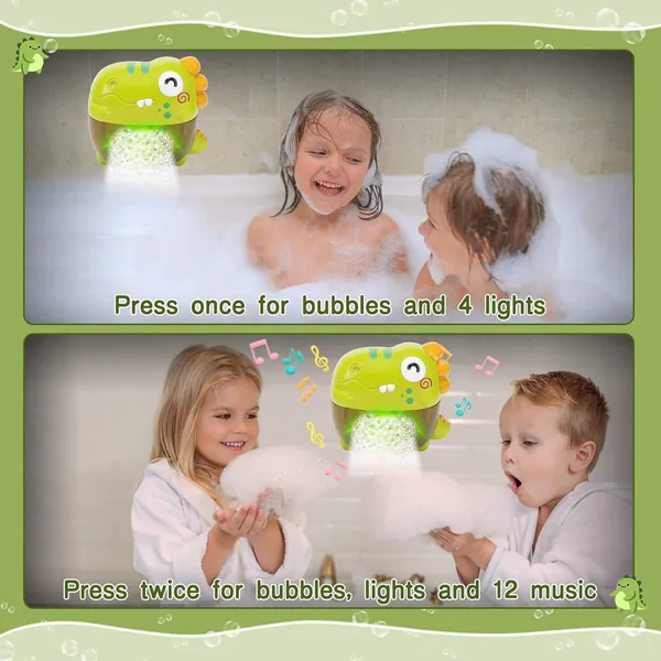 Baby Bath Toys Cartoon Dinosaur Music Soap Blowing Bubble Machine Animal Bath Toys Set for Kids view 6