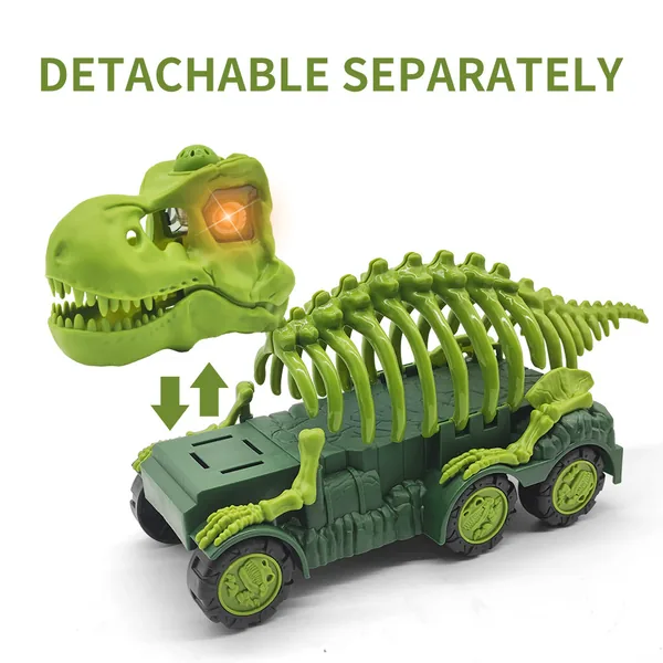 Portable Pull Back Dinosaur Car Storage Toy Carrier With Light &Music for Kids Dinosaur Truck With 2pcs Mini Car view 6