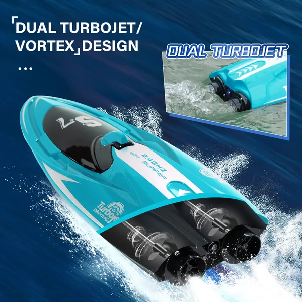 High-Speed 2.4G RC Boat for Adults Large Racing Remote Control Boat with Ligh-up Toys and Charger Included view 3