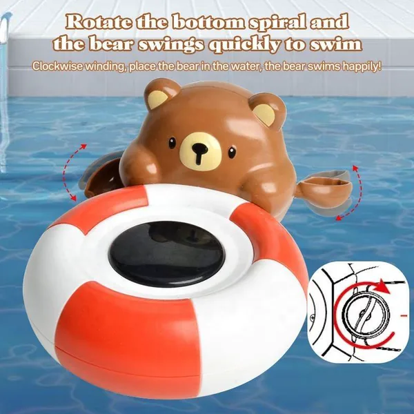 Kid Bath Toy Digital Thermometer Wind up Cute Bear Bath Toys Floating Swimming Play Bath Toy for Kids view 5