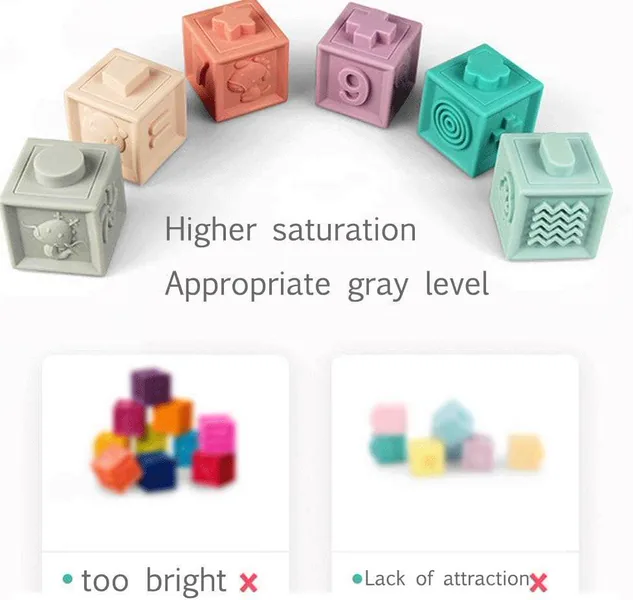 Montessori Sensory Infant Bath Toys Soft Stacking Blocks for Baby view 4