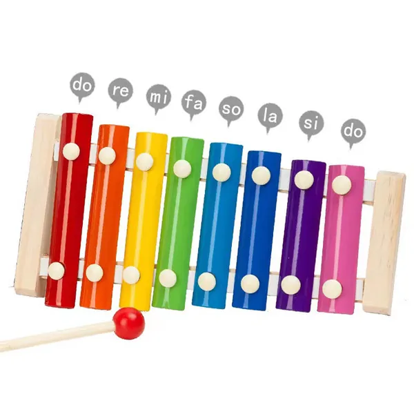 Children's Educational Wooden Handbell 8-tone Colourful Musical Toy view 3