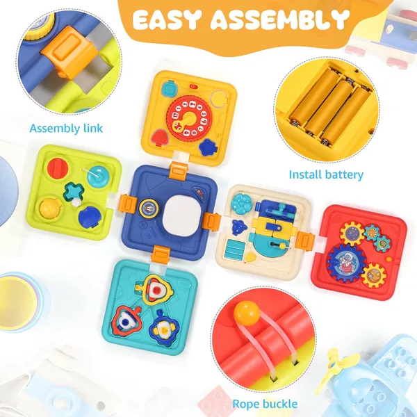 2024 6 in 1 Baby Activity Cubes Multi-function Montessori Sensory Learning Toys for Kids Early Educational view 4