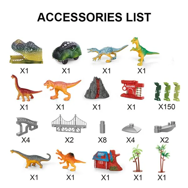 Battery Operated 183PCS Dinosaur Track Toy for Kids Slot Car Racing Track with Light Supported Customized Package view 4