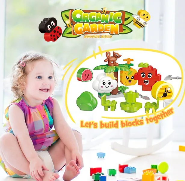 47PCS Big Size Building Blocks Set Organic Vegetable Farm Garden Building Toy Kids Pretend Play Preschool Educational Toy Gift view 2