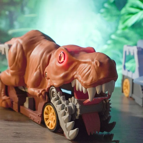 Dinosaur Eating Cars Transport Truck Storage Toys with Shooting Function Car Diecast Toy for Children Playing view 3