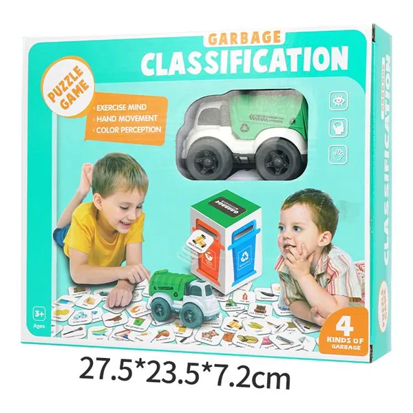 Friction-Powered Waste Management Recycling Truck Toy Set with 4 Rear Loader Trash Cans Garbage Truck Toy view 3