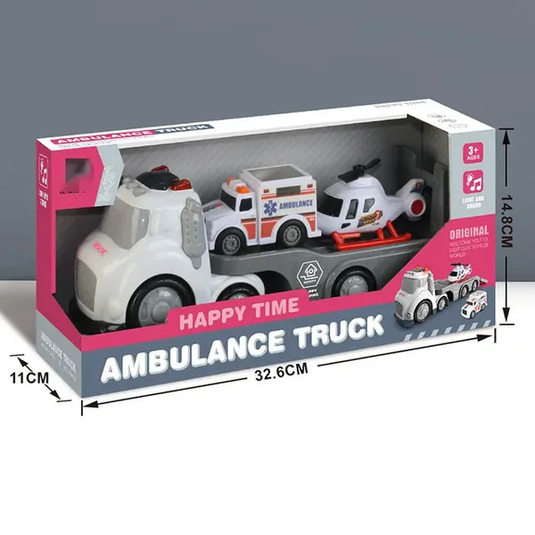 Outdoor Toy Sliding Cartoon Ambulance Truck Vehicle With Sound Light-up Toy Sliding Car for Kids view 5