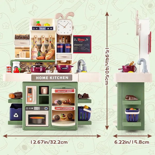 Kitchen Set Toy with Realistic Steam and Light-up Toys Pretend Play Food and Cooking Play Toys view 3