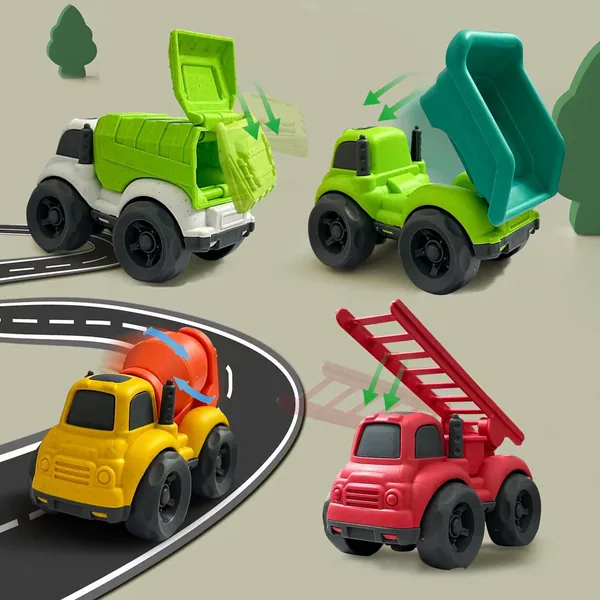 Toddler Car Toys 4 Pcs Dump Truck & Mixer Cement Set BPA Free ABS Plastic Educational Outdoor Toys for 2 to 4 Years view 4