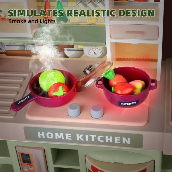 Kids Pretend Play Toys Kitchen Set with Cooking Stove Simulation of Spray 42CM Mini Kitchen Accessories Set view 2
