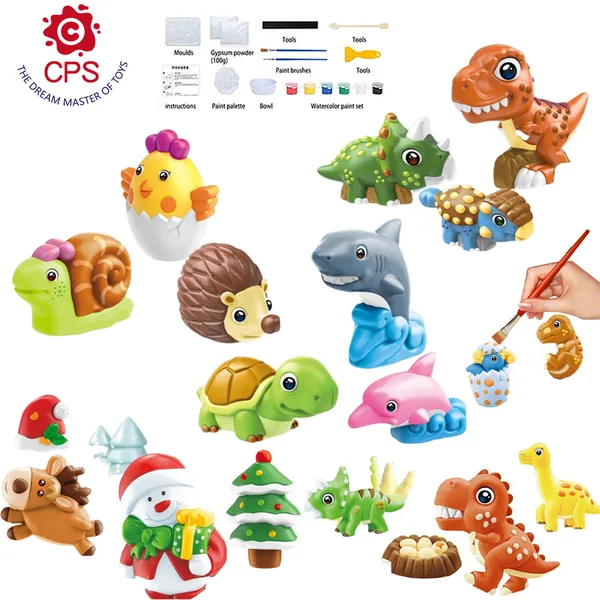 DIY Kids Arts and Crafts Set Painting Kit STEM Projects Toy Animals Ceramic Painting Kit for Kids Pretend Play Toy
