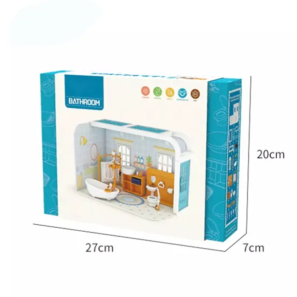 Kids Educational Toys DIY Bathroom Cottage 3D Furniture Bathroom Assemble Miniature House Model Toy Diy for KIDS