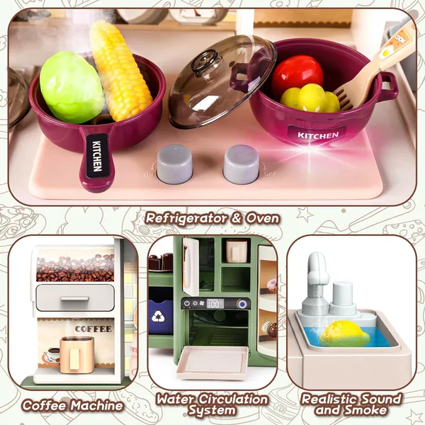 Kitchen Set Toy with Realistic Steam and Light-up Toys Pretend Play Food and Cooking Play Toys view 4