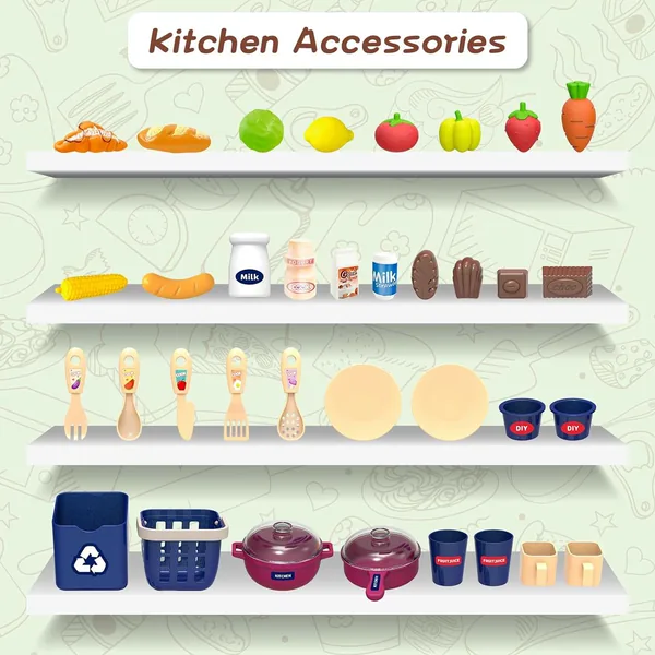 Kitchen Set Toy with Realistic Steam and Light-up Toys Pretend Play Food and Cooking Play Toys view 6