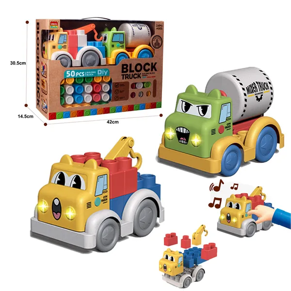 2024 Bioplastic Wheat Straw 50pcs Educational Kids Building Block Sets DIY Assemble Building Blocks Cars Truck Toys