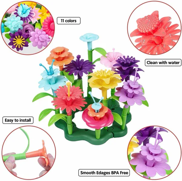 2024 148pcs DIY Stem Educational Stacking Flower Building Blocks Toys for Kids view 5
