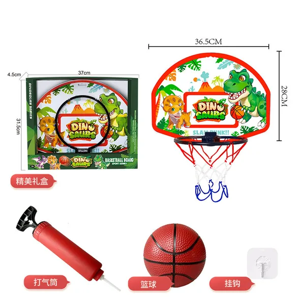 2 in 1 Dinosaur Toss Game and Basketball Board Kids' Outdoor Dart Throwing Sport Toy with Animal Figures view 2
