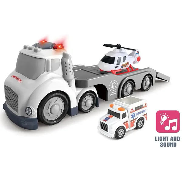 Outdoor Toy Sliding Cartoon Ambulance Truck Vehicle With Sound Light-up Toy Sliding Car for Kids