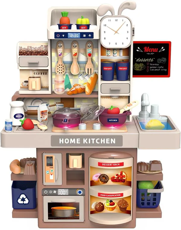 Kids Pretend Play Toys Kitchen Set with Cooking Stove Simulation of Spray 42CM Mini Kitchen Accessories Set view 7