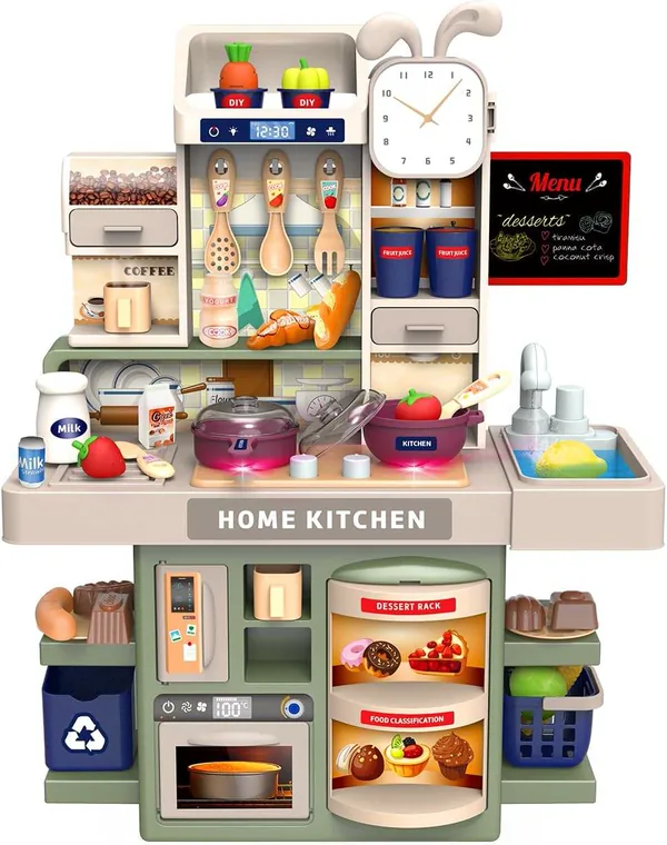 Kids Pretend Play Toys Kitchen Set with Cooking Stove Simulation of Spray 42CM Mini Kitchen Accessories Set
