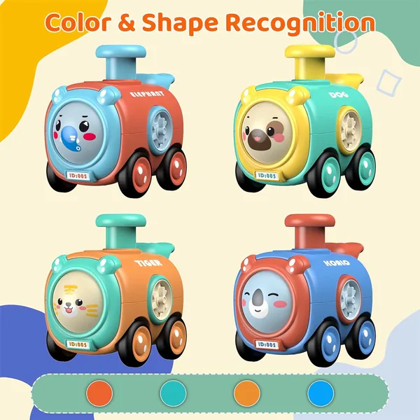 2024 4 in 1 Set Press and Go Boys Toys Cartoon Animal Train Toy Car Toy for Child view 6
