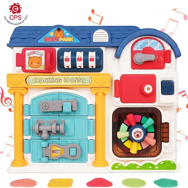 Busy Board for Toddlers Montessori Locks Toys Baby Music Toys Sensory Fidgets Latches Board Activity Board for Fine Motor Skills