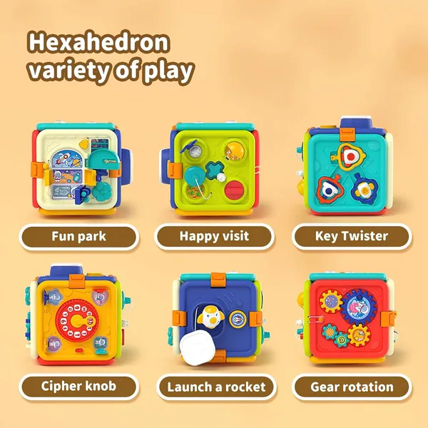 2024 6 in 1 Baby Activity Cubes Multi-function Montessori Sensory Learning Toys for Kids Early Educational view 2