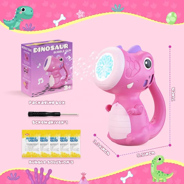 Children Plastic Bubbles Maker Automatic Dinosaur Bubble Machine Toys With Music and Lights view 4