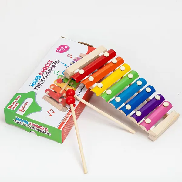 Children's Educational Wooden Handbell 8-tone Colourful Musical Toy view 4