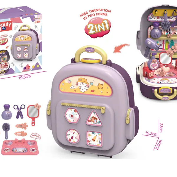 Kids 2 in 1 Kitchen Food Set Pretend Play Toy Doctors Ornaments Colored Clay Tools Pets Desserts Theme Backpack Toy for Children view 4