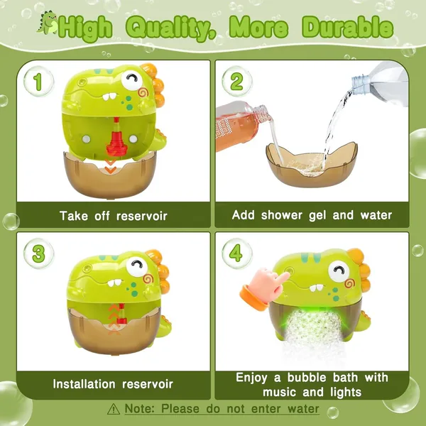 Baby Bath Toys Cartoon Dinosaur Music Soap Blowing Bubble Machine Animal Bath Toys Set for Kids view 3