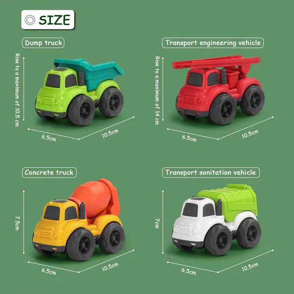 Toddler Car Toys 4 Pcs Dump Truck & Mixer Cement Set BPA Free ABS Plastic Educational Outdoor Toys for 2 to 4 Years view 2