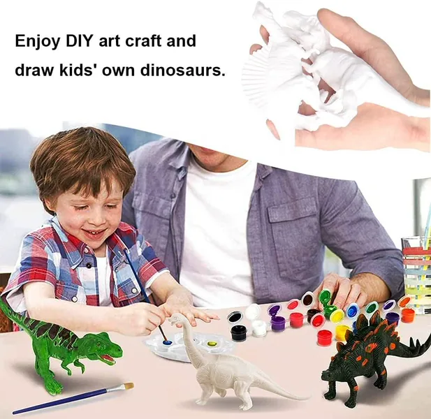 Dinosaur Toys for Kids 2 in 1 Dinosaurs Painting Kits and Pull Back Cars for Boys Arts and Crafts Set view 5