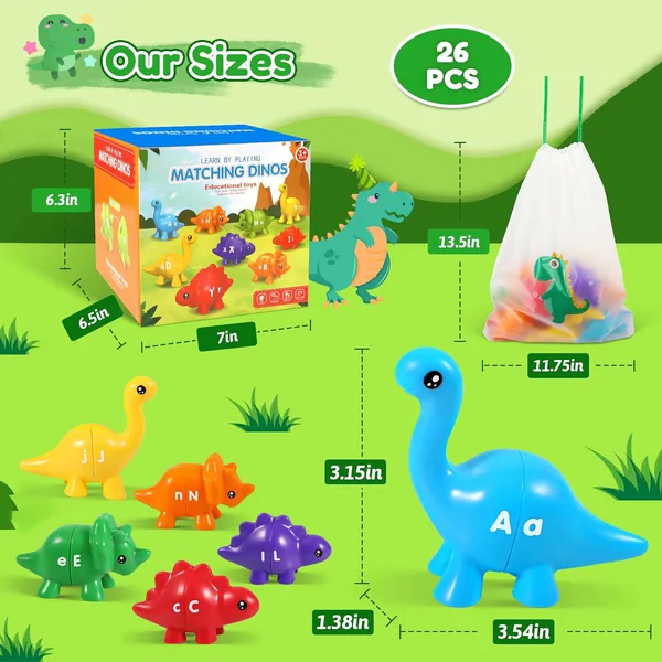 Kids Dinosaur Alphabet Matching Toy 26 PCS ABC Letter Learning Set Educational Gift for Toddlers view 3