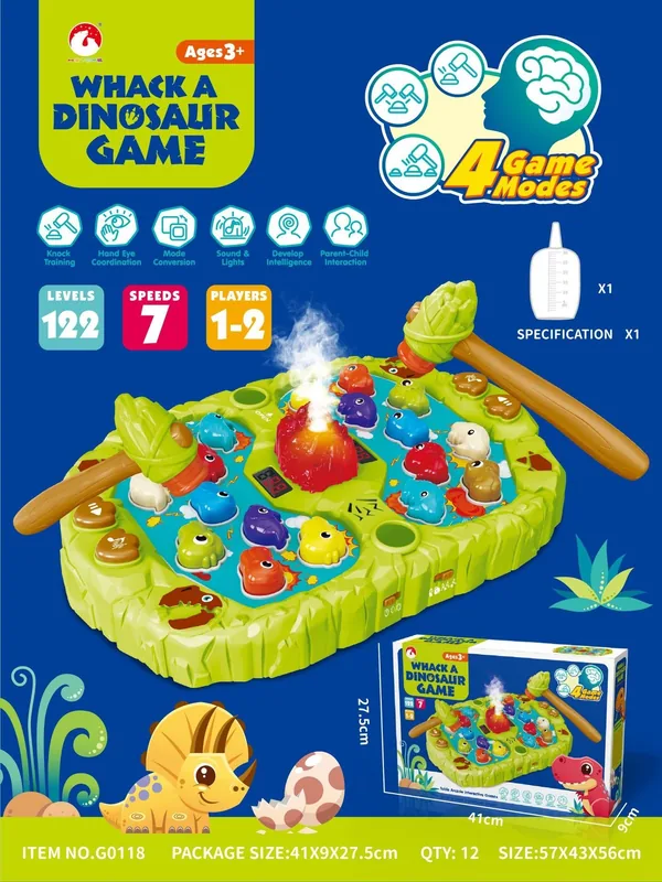 Dinosaur Whack Mole Game Toy Animals Interactive Pounding Toys with Music and Light-up Toys view 6