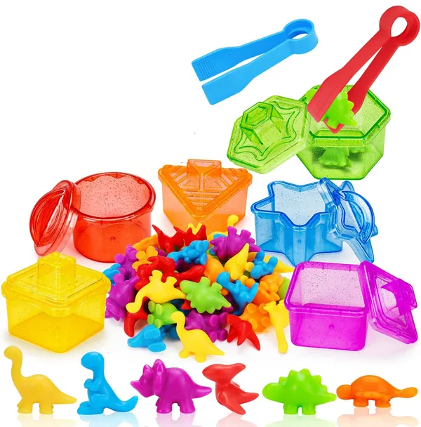 Montessori Counting Dinosaur Plastic Educational Toys for Kids Preschool Learning Activities with Matching & Sorting Games view 4