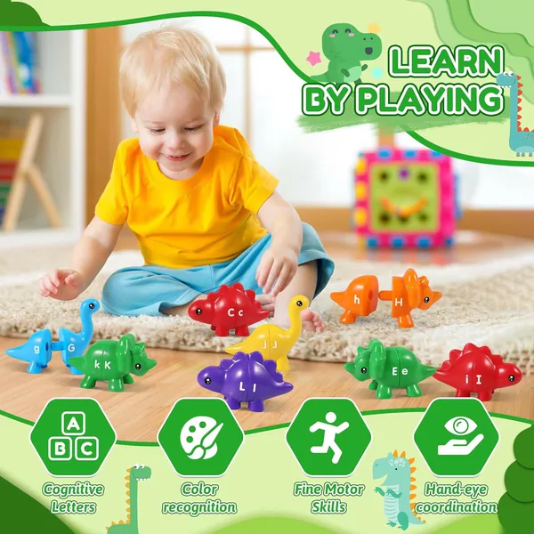 Kids Dinosaur Alphabet Matching Toy 26 PCS ABC Letter Learning Set Educational Gift for Toddlers view 4