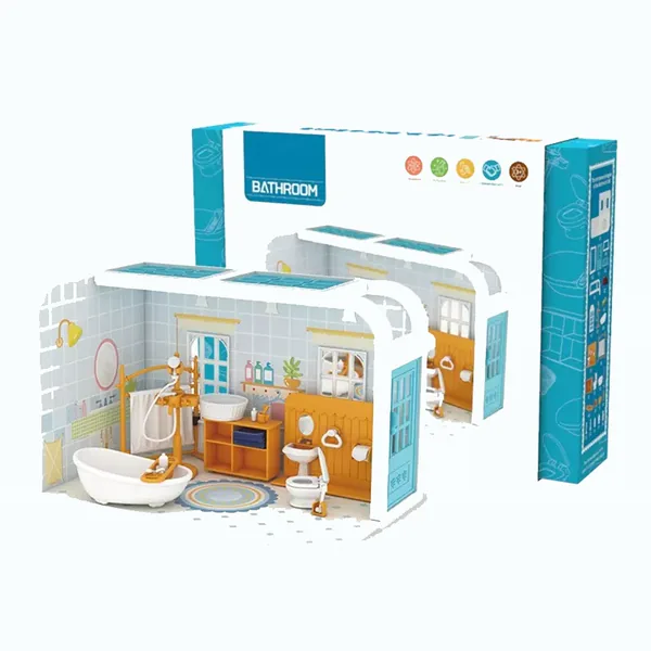 Kids Educational Toys DIY Bathroom Cottage 3D Furniture Bathroom Assemble Miniature House Model Toy Diy for KIDS view 3