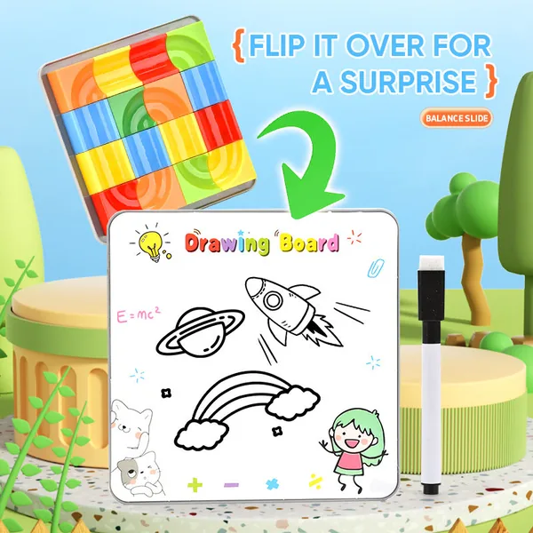 Kids Educational DIY Puzzle Toys Color Writing Board and Balance Ball Track Building Blocks Set of Drawing Board Toys view 4