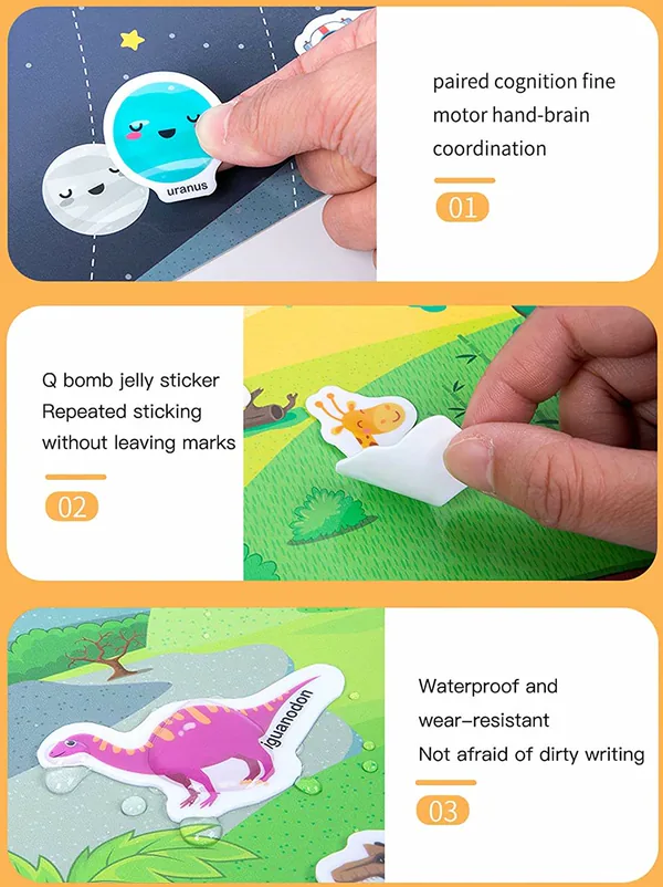 2023 Portable Jelly Sticker Quiet Book Montessori Busy Book Educational DIY Learning Toys view 6