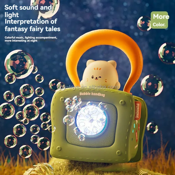 Kitten Machine Bubble Gun for Kids with Music Light-up Plastic Automatic Outdoor Toy Birthday Gift view 3