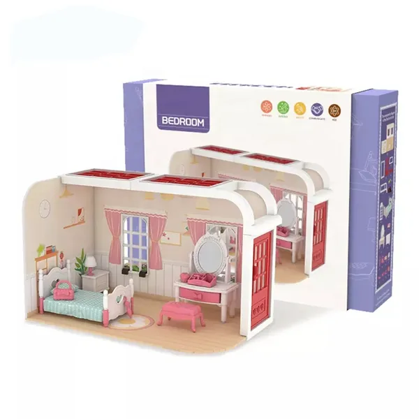 Kids Educational Toys DIY Kids Fun Plastic Diy Furniture Bedroom House Toy Furniture Model DIY Toy House view 3