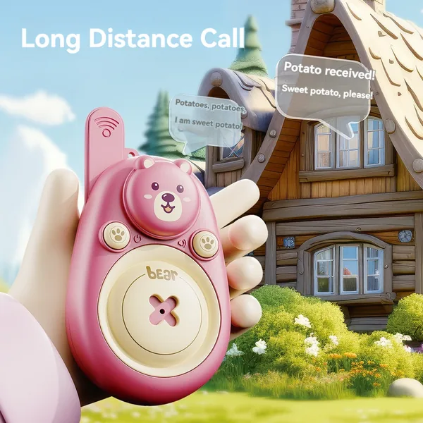 2024 2pcs in 1 Bear Dinosaur Pretend Play Long Rang 2 Way Radio Control Toys Walkie-talkie Toy for Kids view 2