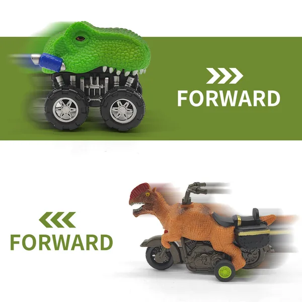 Portable Pull Back Dinosaur Car Storage Toy Carrier With Light &Music for Kids Dinosaur Truck With 2pcs Mini Car view 4