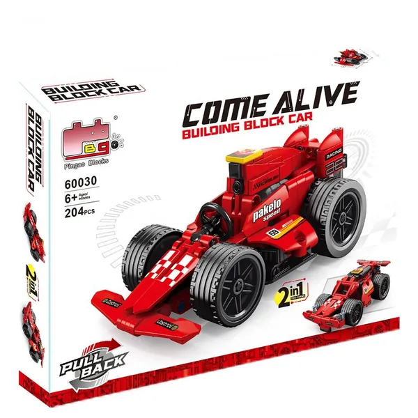 Plastic 2in1 Super Racing Pull Back Car Building Block Red F1 Model Sports technic Car Building Blocks for Children view 5
